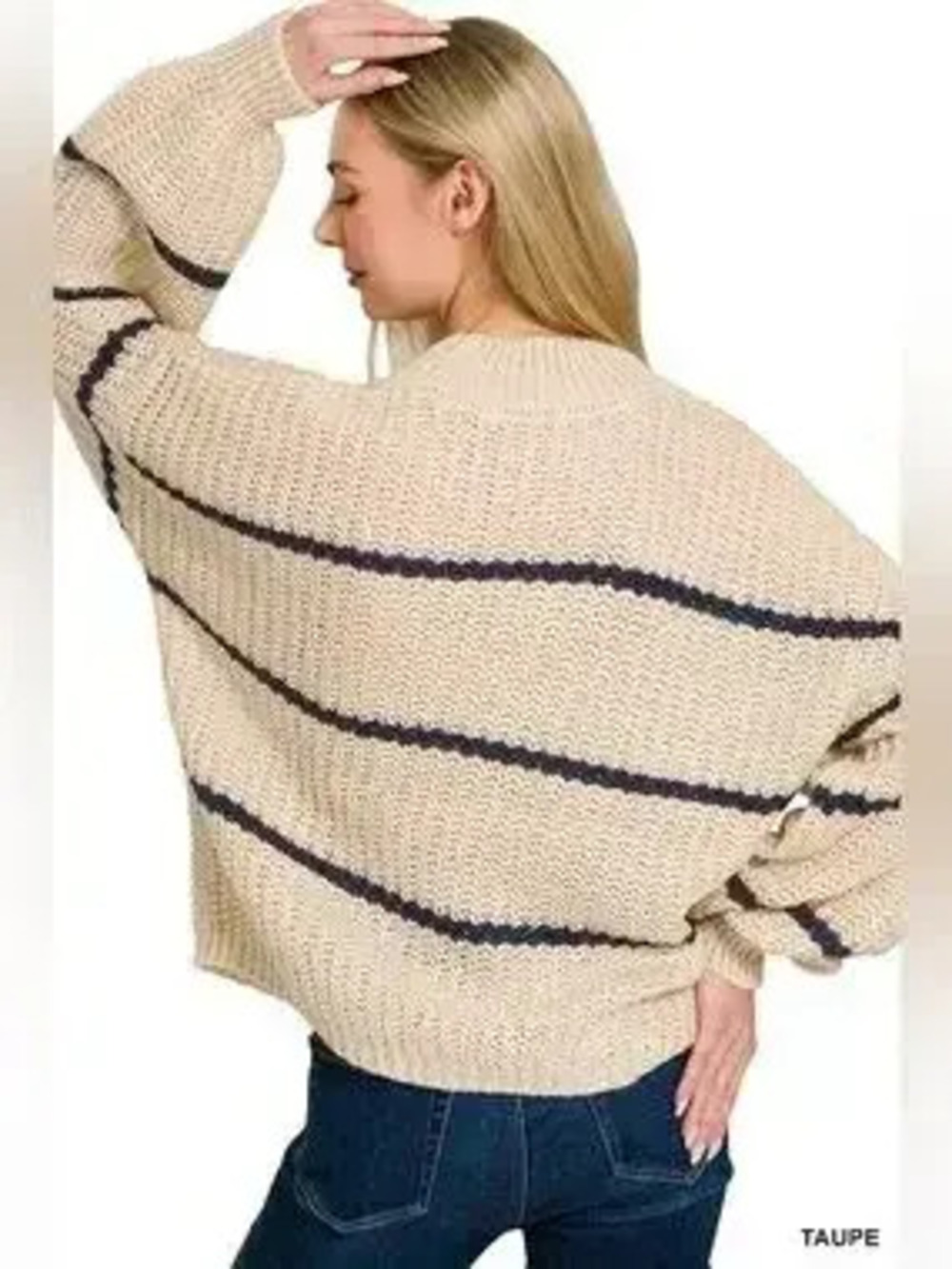 Zenana Oversize Striped Sweater - Picture 2 of 8